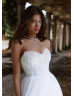 Strapless White Lace Tulle Twinkling Wedding Dress With Removable Sleeves